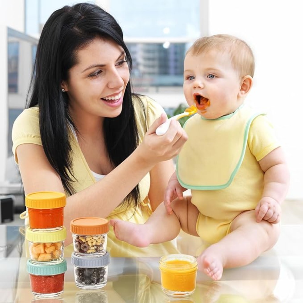 Baby Food Jars With Lids - Набор из 6 многоразовых стеклянных баночек